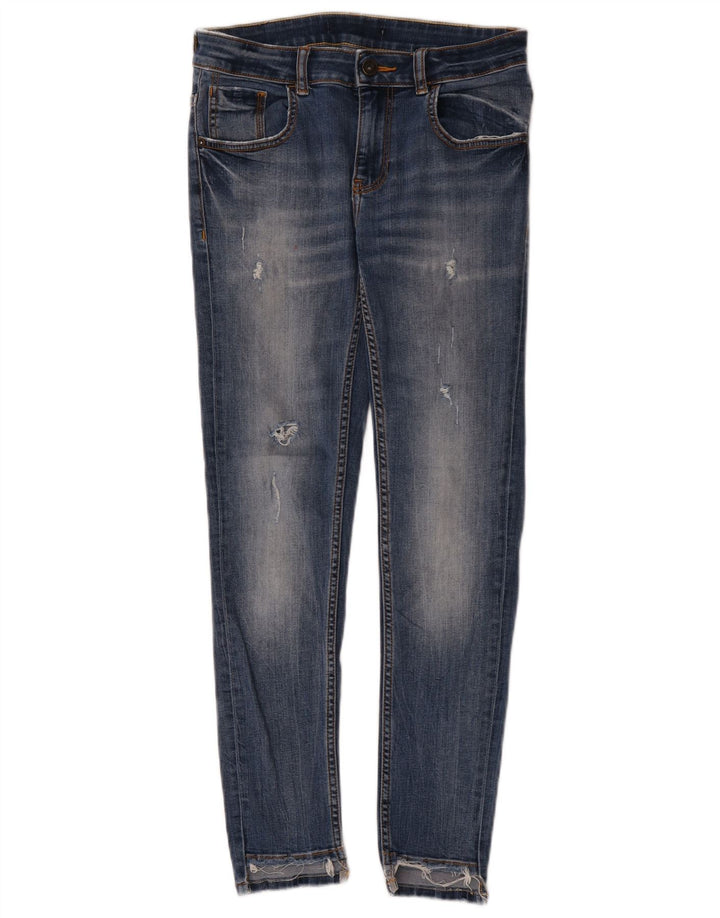 Zara Vaqueros Pitillo Desgastados W28 L27 Azul