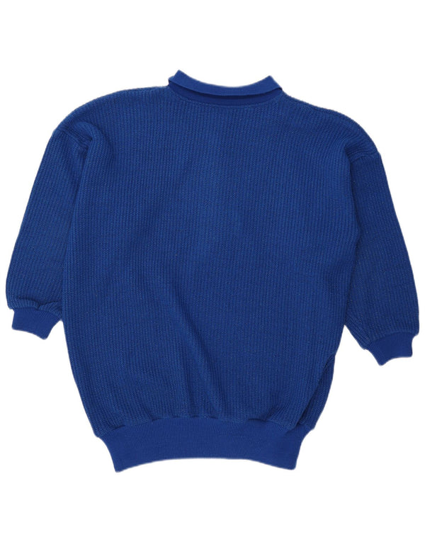 Vintage mujeres oversize polo cuello jumper suéter Reino Unido 10 pequeño acrílico azul