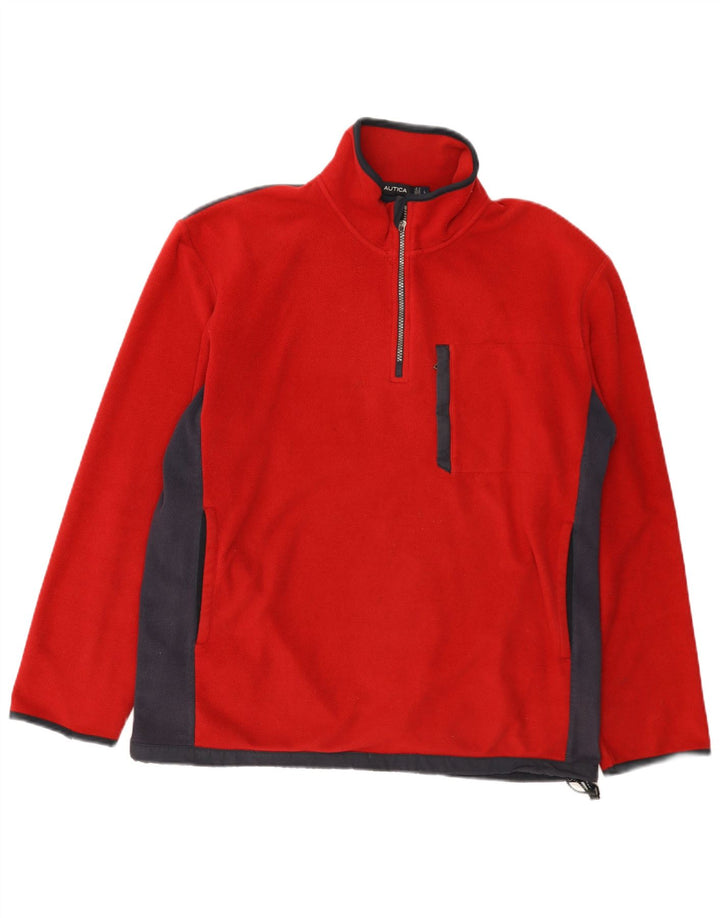 Nautica Jersey De Forro Polar Con Cremallera Y Cuello Para Hombre Poliéster Color Block Rojo Grande