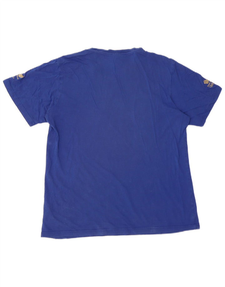 Adidas Hombre Camiseta Gráfica Top Algodón Azul Medio