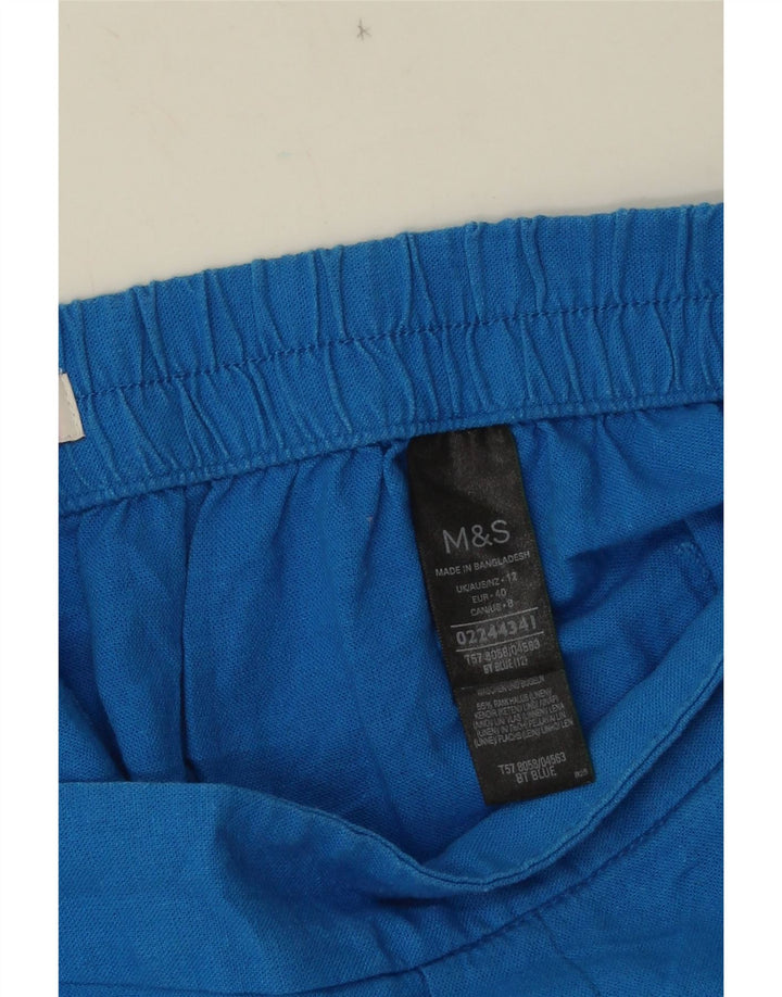 MARKS & SPENCER Pantalones cortos chinos para mujer UK 12 Medium W32 Lino azul