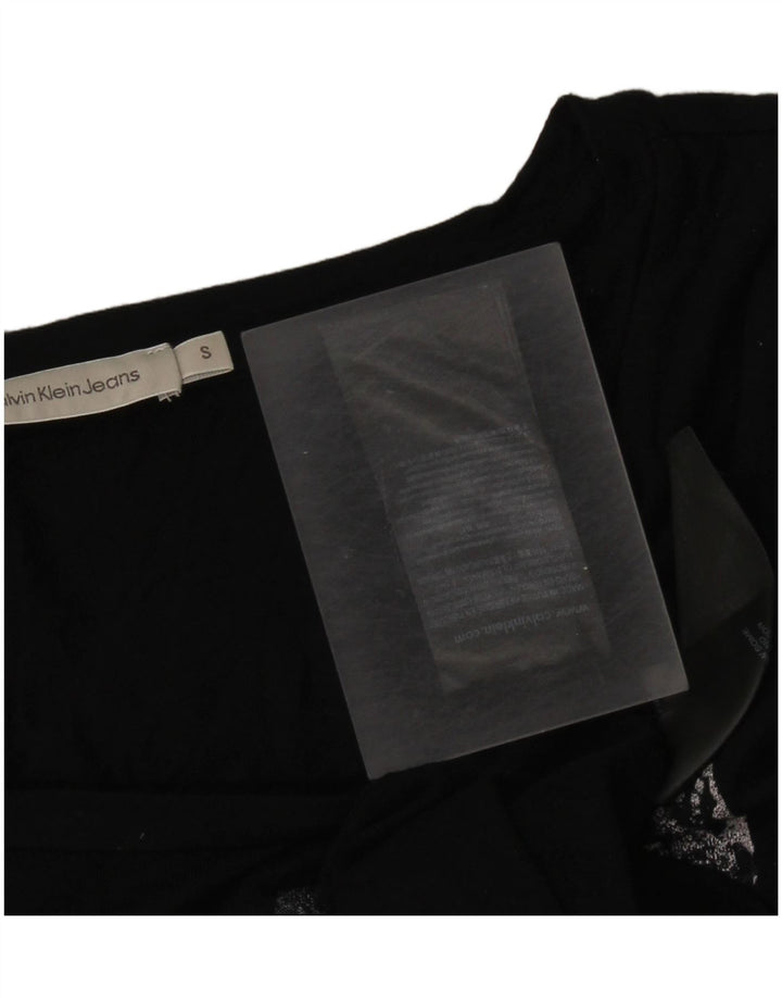 Calvin Klein Camiseta gráfica para mujer Top UK 10 Small Viscosa negra