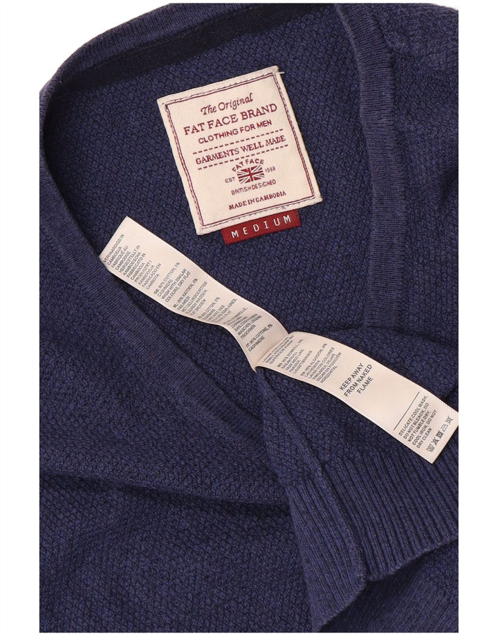 Jersey con cuello en V para hombre de Fat Face Algodón azul medio