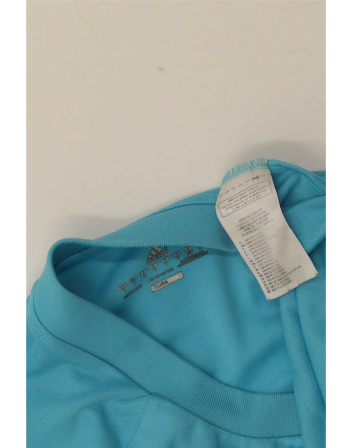 Adidas Mens Climalite Top Manga Larga Grande Azul Colorblock Poliéster