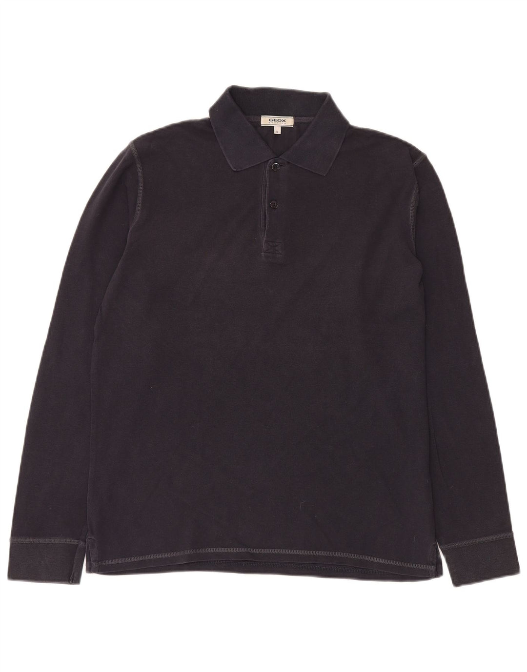 GEOX Hombre Respira Polo de Manga Larga Azul Marino Mediano