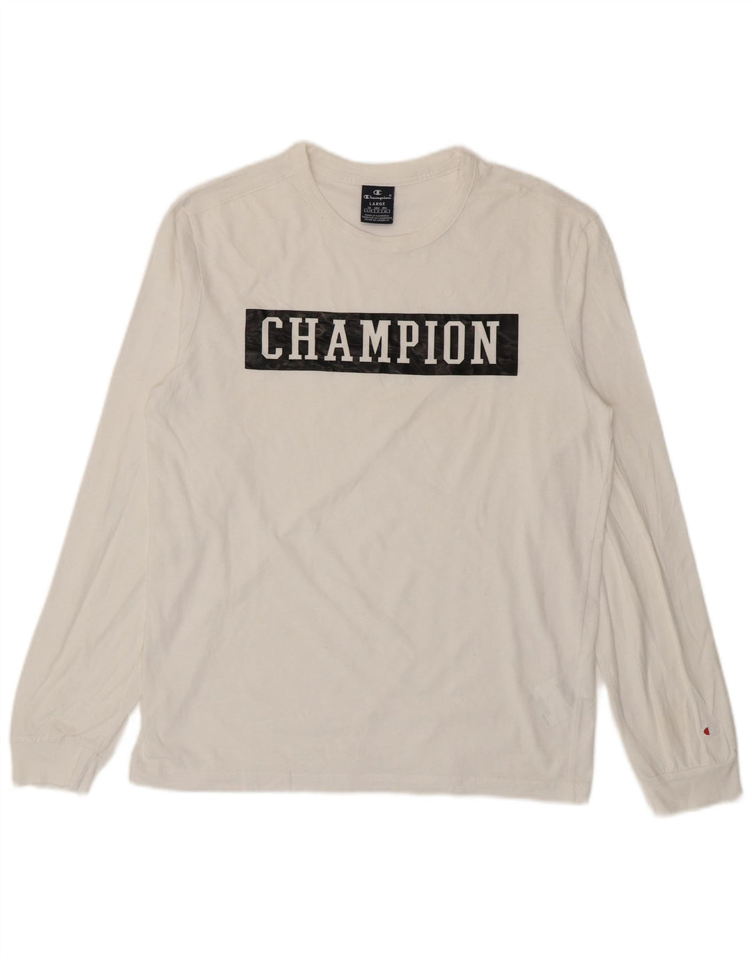 Champion Top gráfico para hombre de manga larga de algodón blanco grande