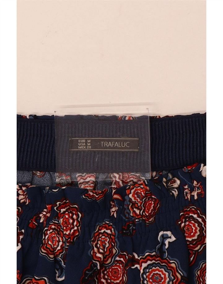 Zara Mujer Mini Falda Mediana W28 Azul Marino Floral