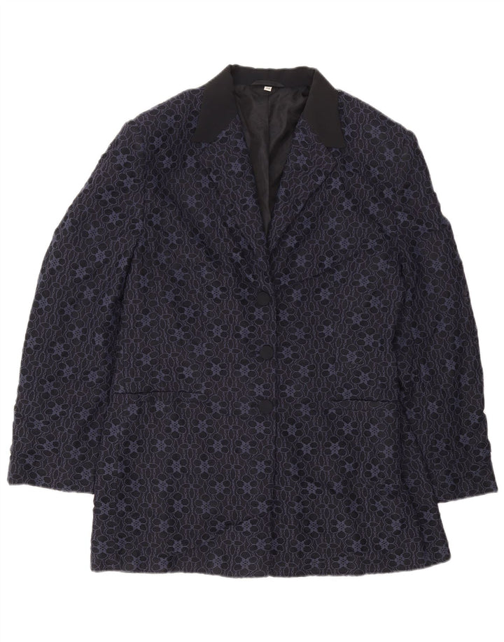 Carol Mujer Blazer De 3 Botones IT 48 XL Poliamida Floral Azul Marino