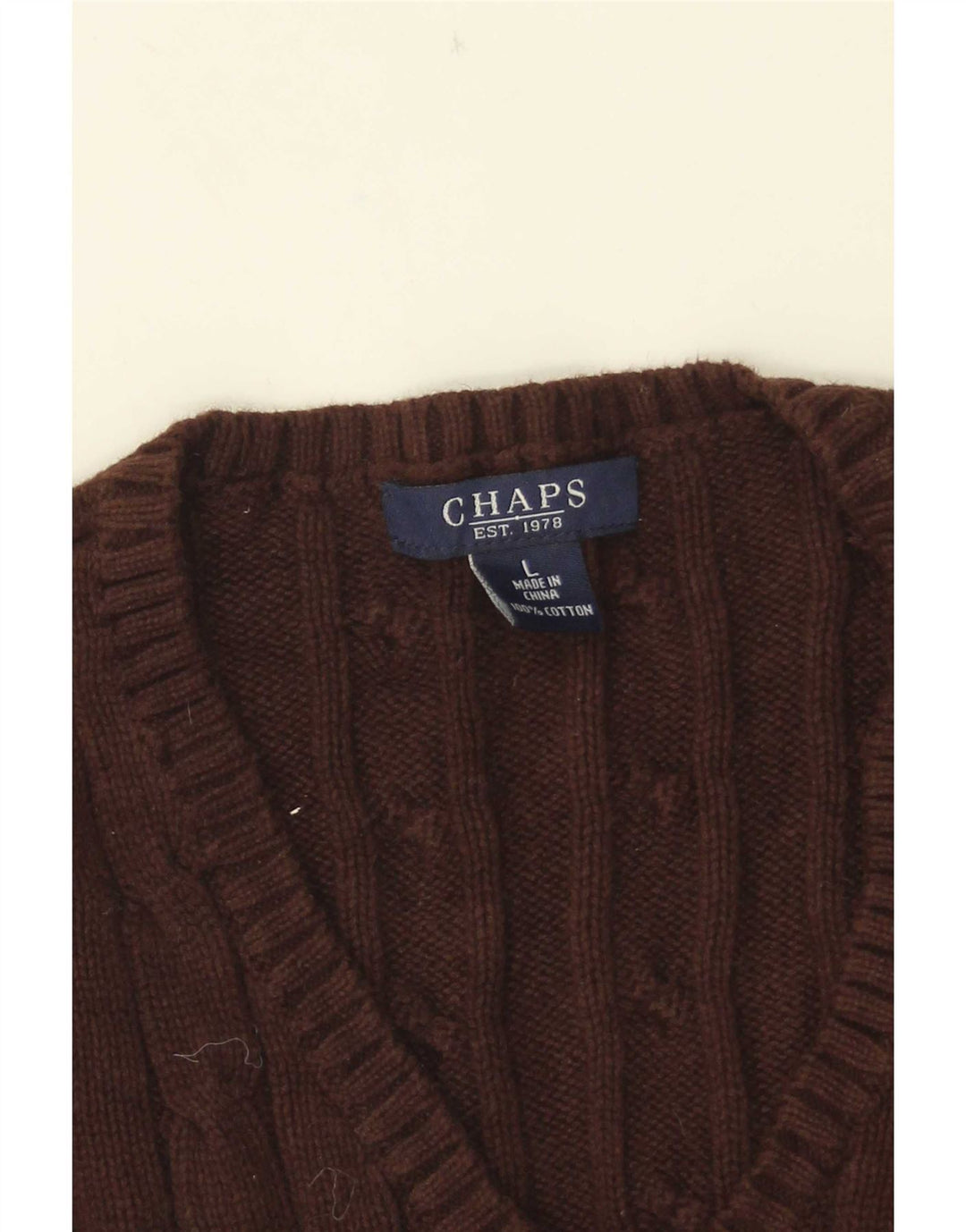 Chaps - Jersey corto con cuello en V para mujer, talla 40, color marrón