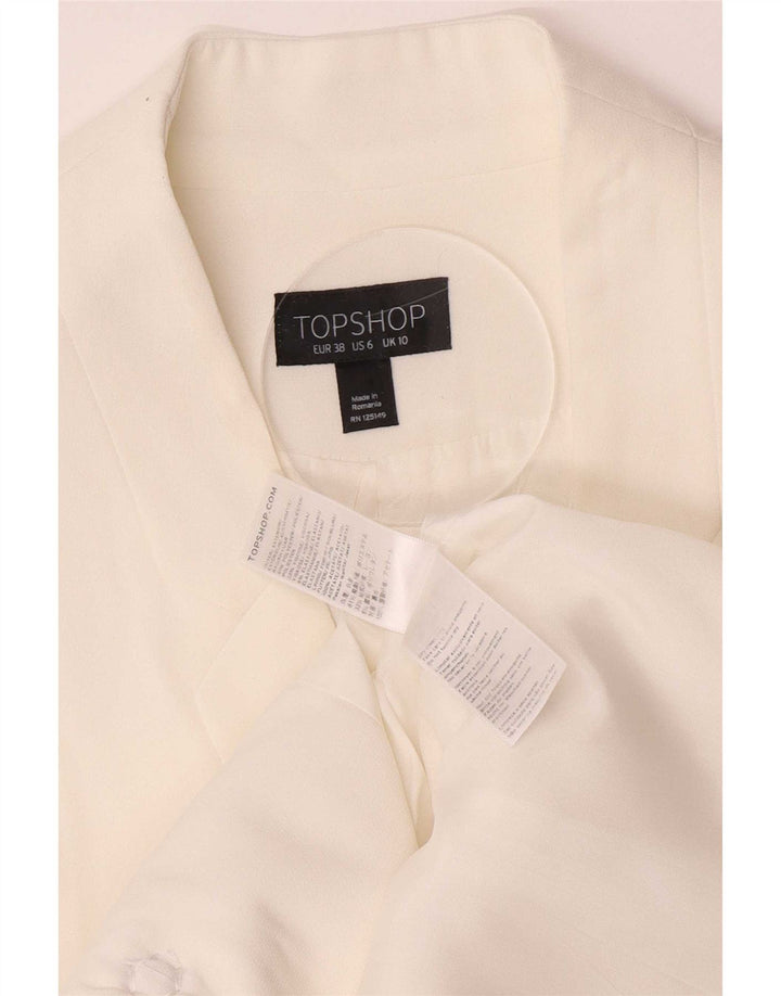 Topshop Chaleco largo para mujer UK 10 Small Poliéster blanco