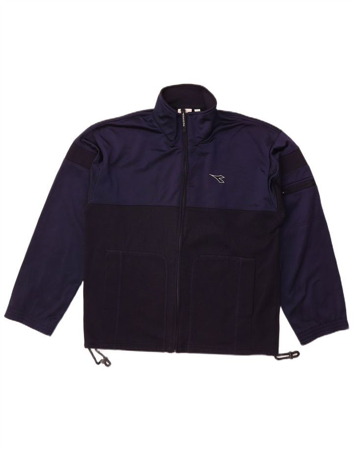 Diadora Chaqueta de chándal para hombre, talla 38, mediana, azul marino, color block