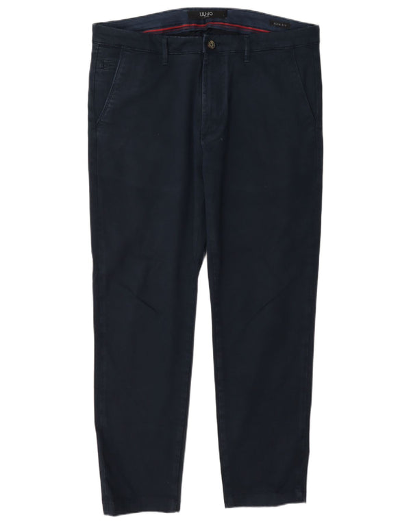 Liu Jo Pantalón Chino Slim Fit para Hombre IT 48 Medium W32 L28 Azul Marino Algodón