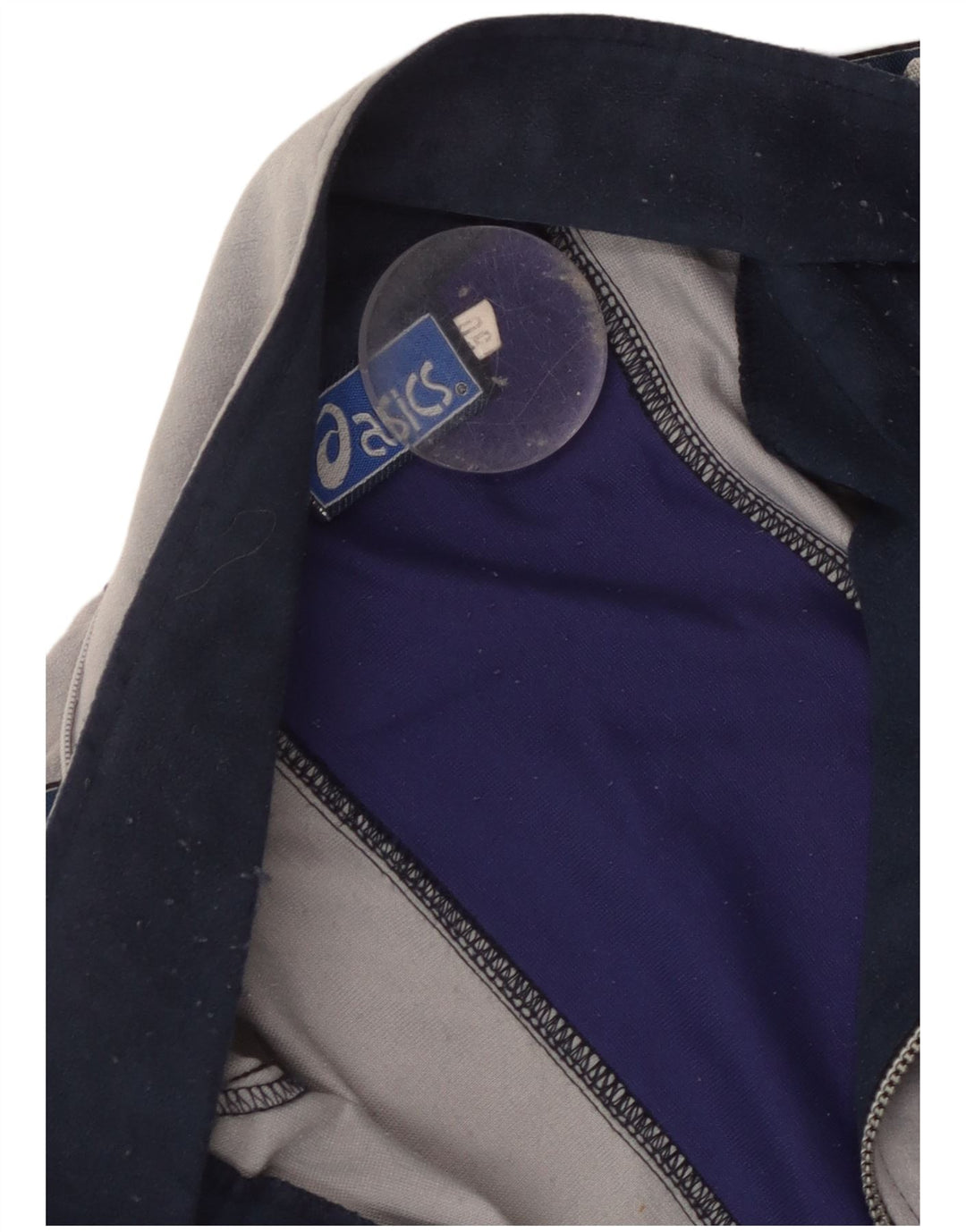 ASICS Chaqueta superior de chándal con gráfico para hombre IT 50 Medium Azul marino Colorblock