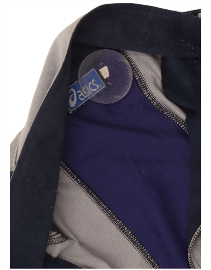 ASICS Chaqueta superior de chándal con gráfico para hombre IT 50 Medium Azul marino Colorblock