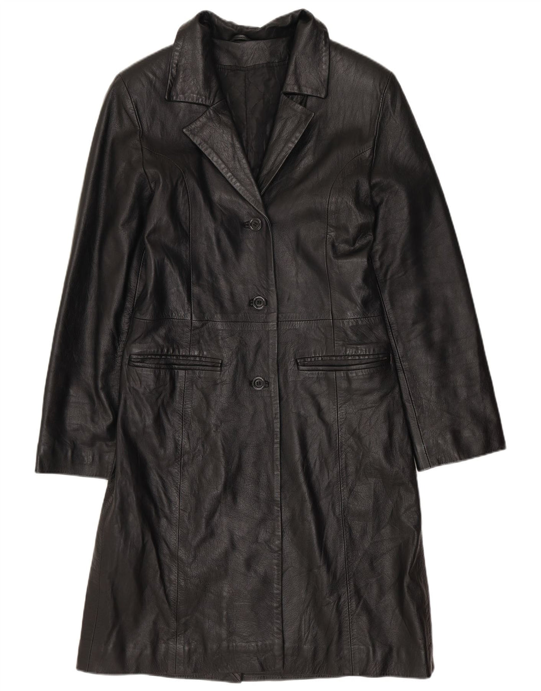 Vintage mujer abrigo de cuero IT 40 pequeño cuero negro