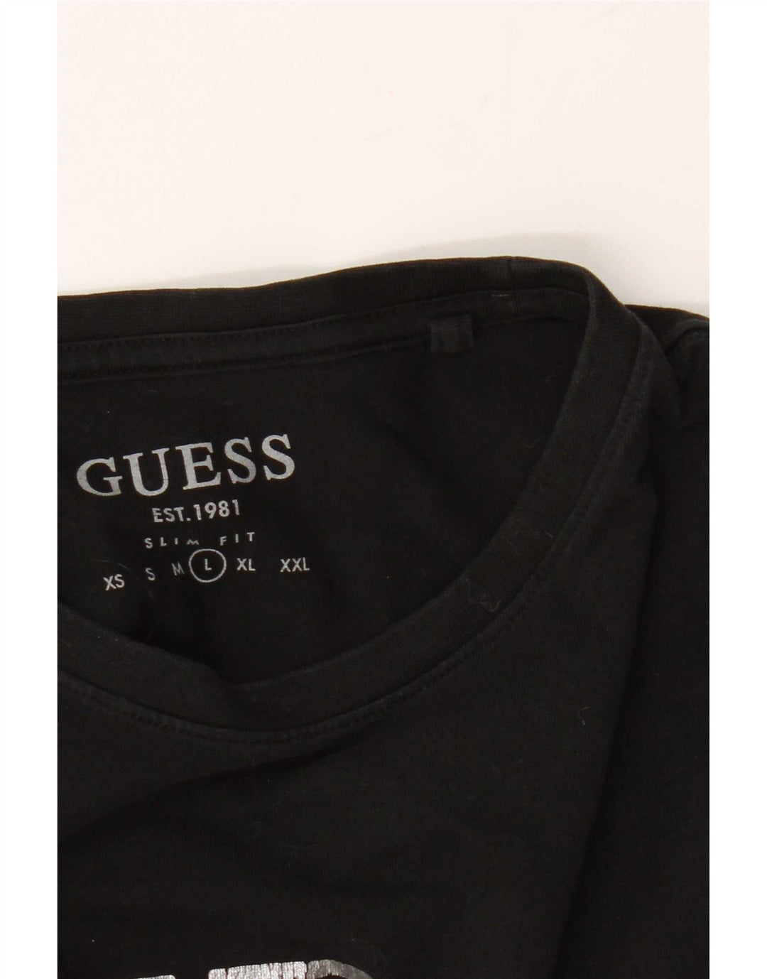 Guess Mens Slim Fit Graphic Camiseta Top Grande Negro