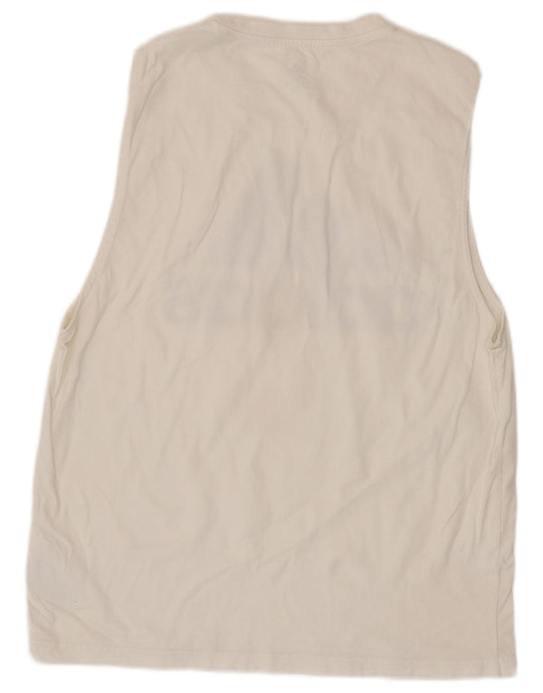 Adidas Mujer Gráfico Chaleco Top UK 16 Grande Algodón Blanco