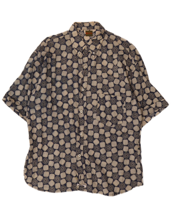 Boneville Mens Short Sleeve Shirt Large Blue Geometric