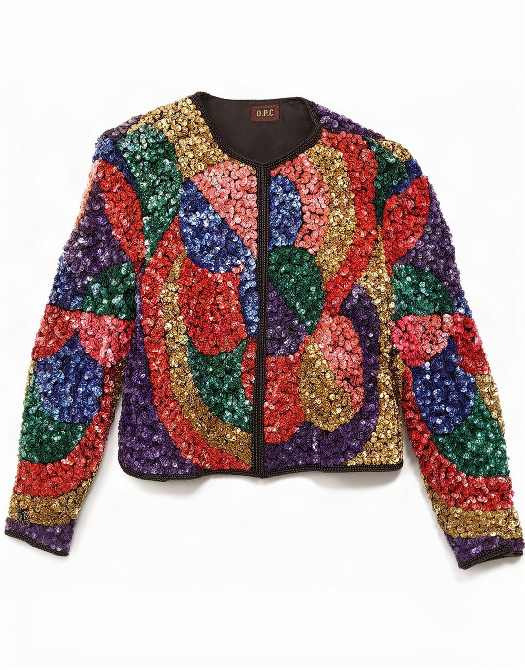 O.P.C Chaqueta Bolero Abierta para Mujer UK 40 Mediana Seda Colorblock Multicolor