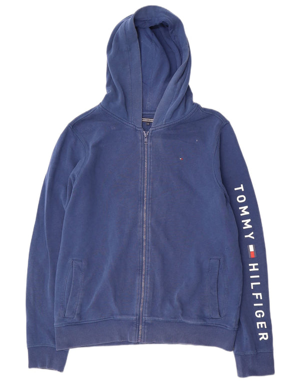 TOMMY HILFIGER Sudadera con capucha y cremallera gráfica para niños 15-16 años Algodón azul