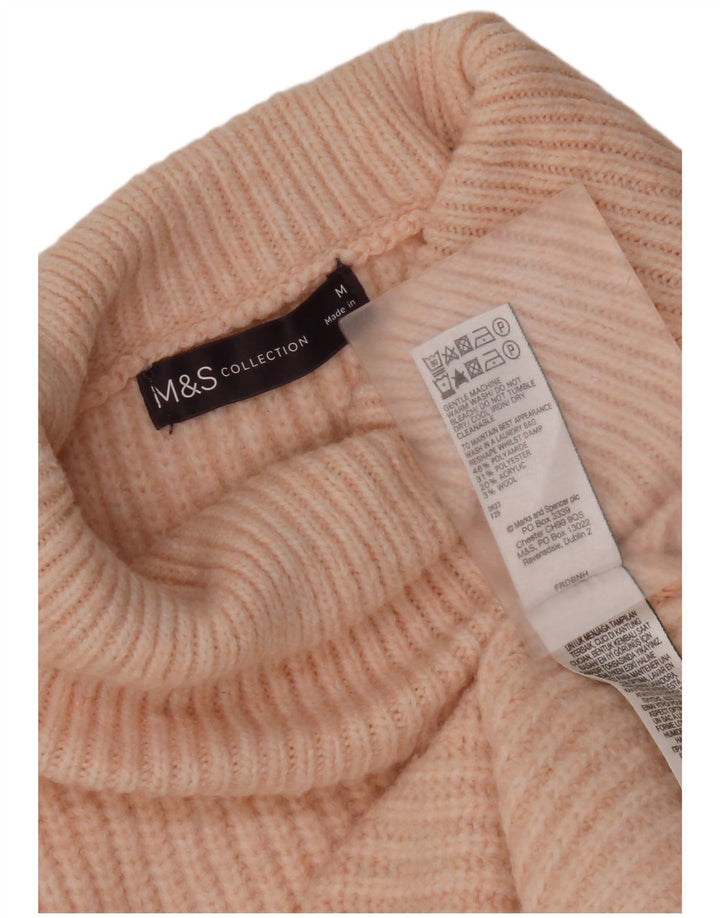Marks & Spencer Jersey extragrande con cuello vuelto para mujer, talla 44, color rosa medio