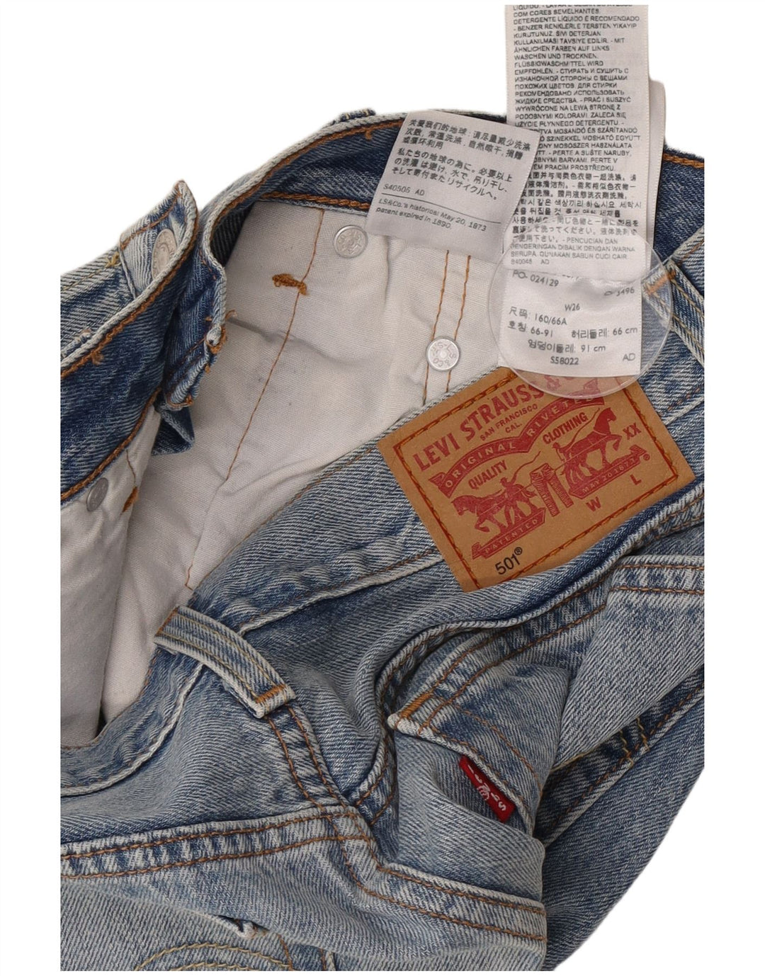 Levi's Mujer 501 Shorts De Mezclilla Desgastados W26 Algodón Azul Pequeño