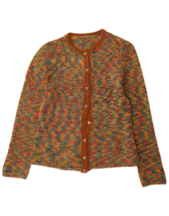 Vintage mujer Cardigan suéter Reino Unido 12 medio multicolor moteado