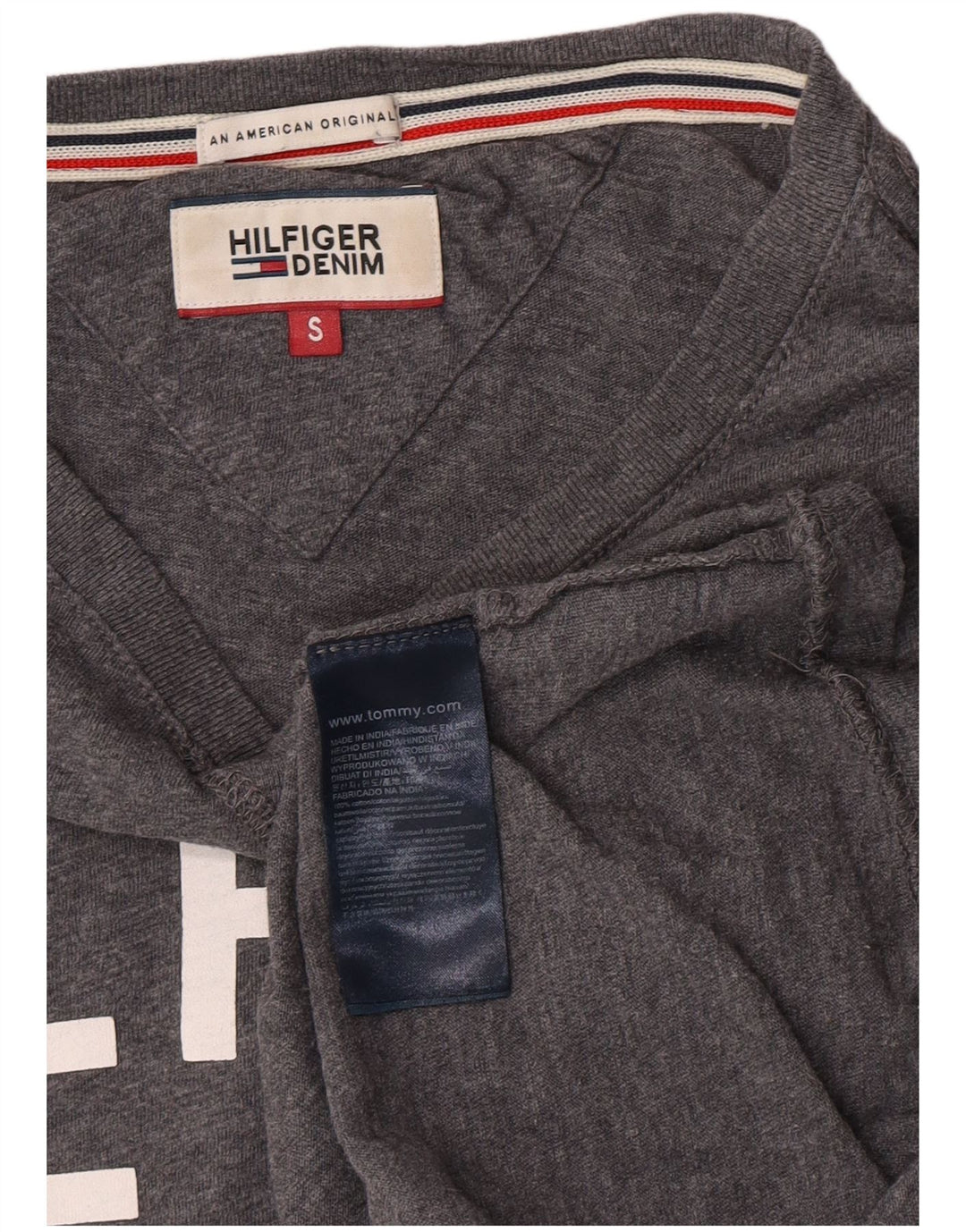 Tommy Hilfiger Top gráfico para hombre de manga larga de algodón gris pequeño
