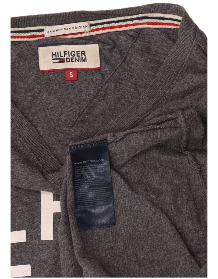 Tommy Hilfiger Top gráfico para hombre de manga larga de algodón gris pequeño