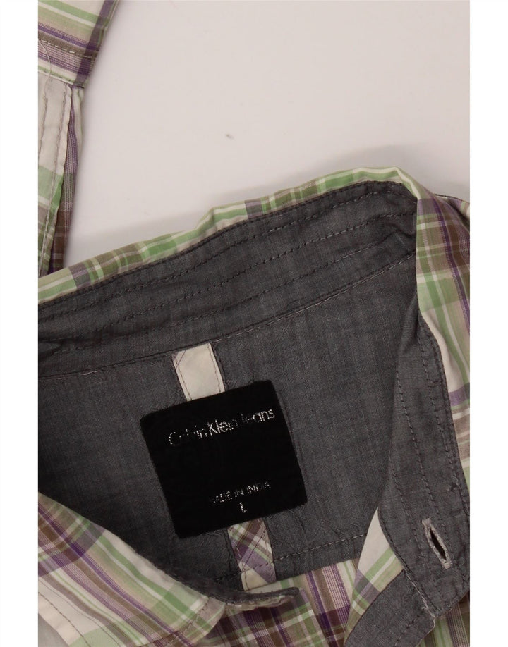 Camisa Calvin Klein Jeans Hombre Grande Cuadros Multicolores