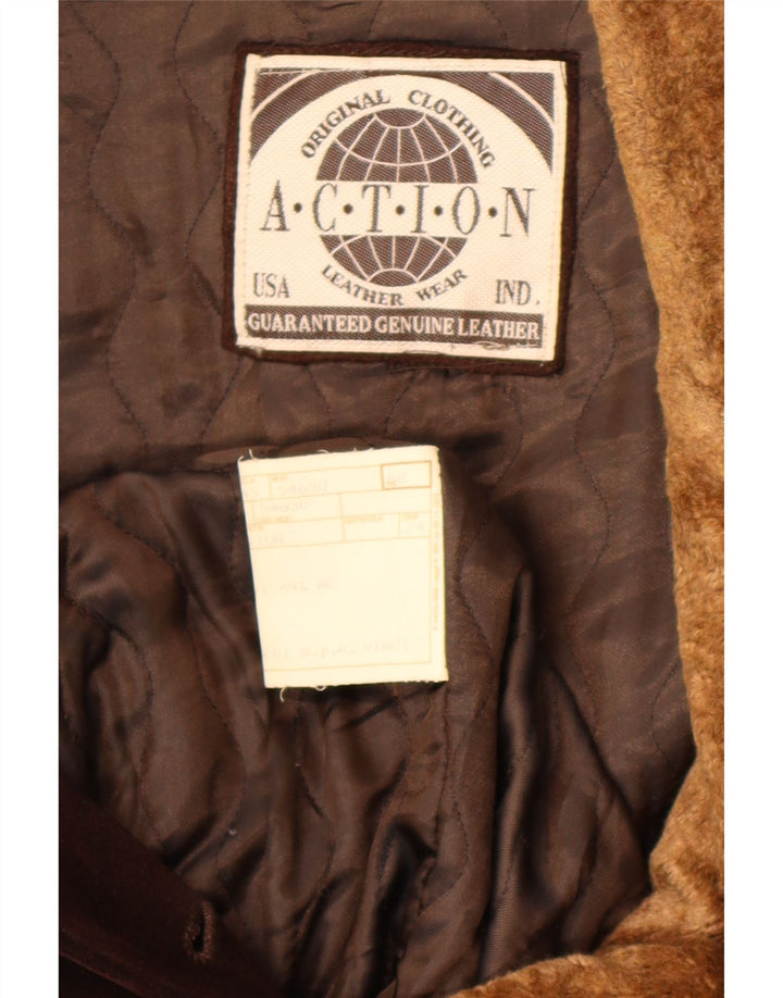 Abrigo vintage de ante para hombre IT 52 XL cuero marrón