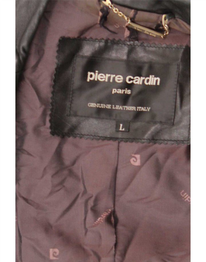 Pierre Cardin Chaqueta de cuero para hombre Reino Unido 40 Grande Negro