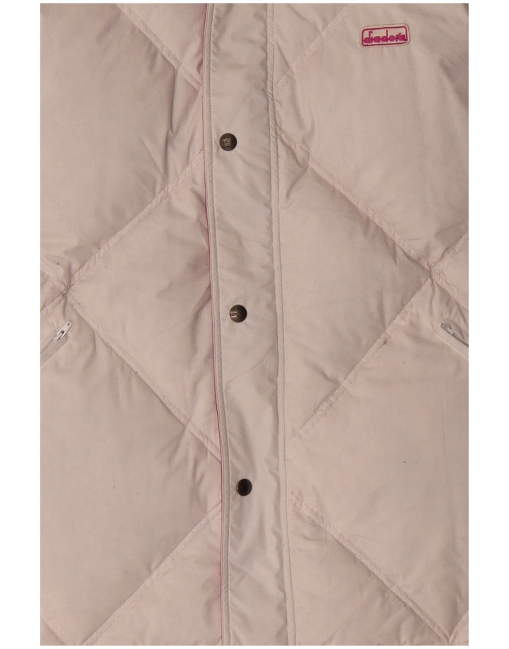 Diadora Chaqueta acolchada reversible con capucha para hombre, talla 40, poliéster rosa grande