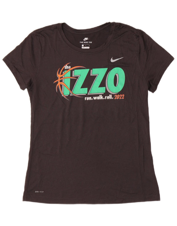 NIKE Womens Izzo Graphic T-Shirt Top UK 14 Large Black Polyester