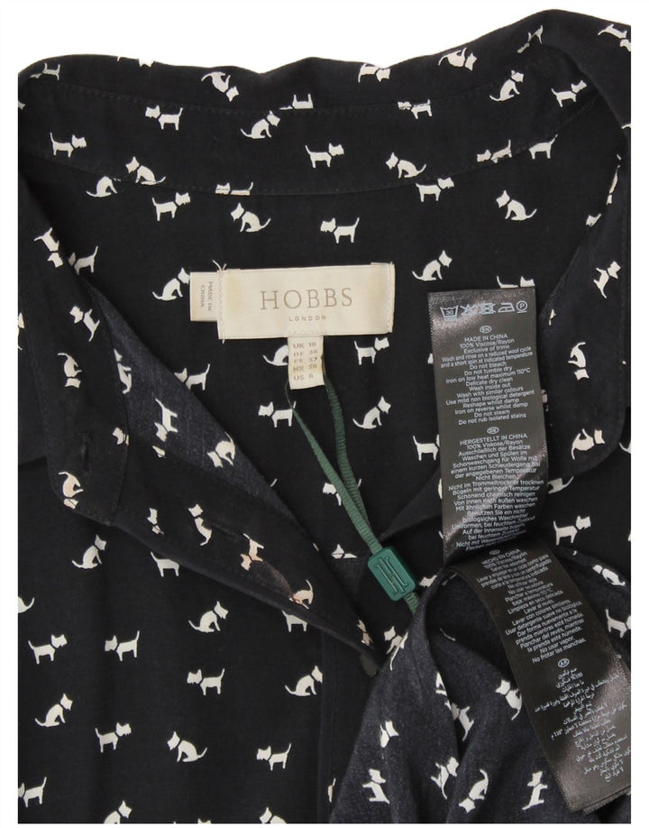 Hobbs Vestido acampanado para mujer UK 10 Small Azul marino Estampado animal Viscosa