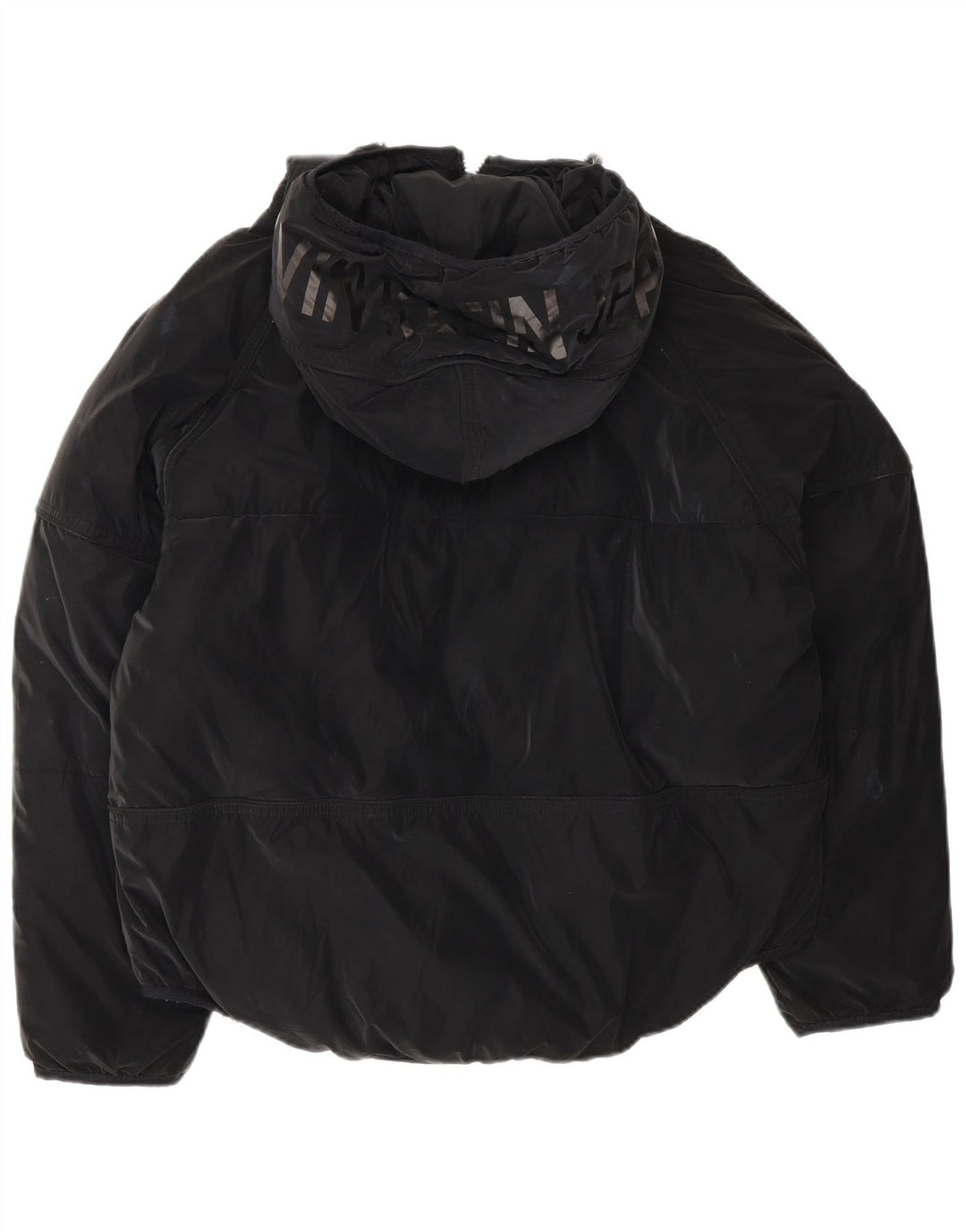 Calvin Klein Jeans Chaqueta Acolchada con Gráfico Extragrande para Mujer UK 10 Small Black