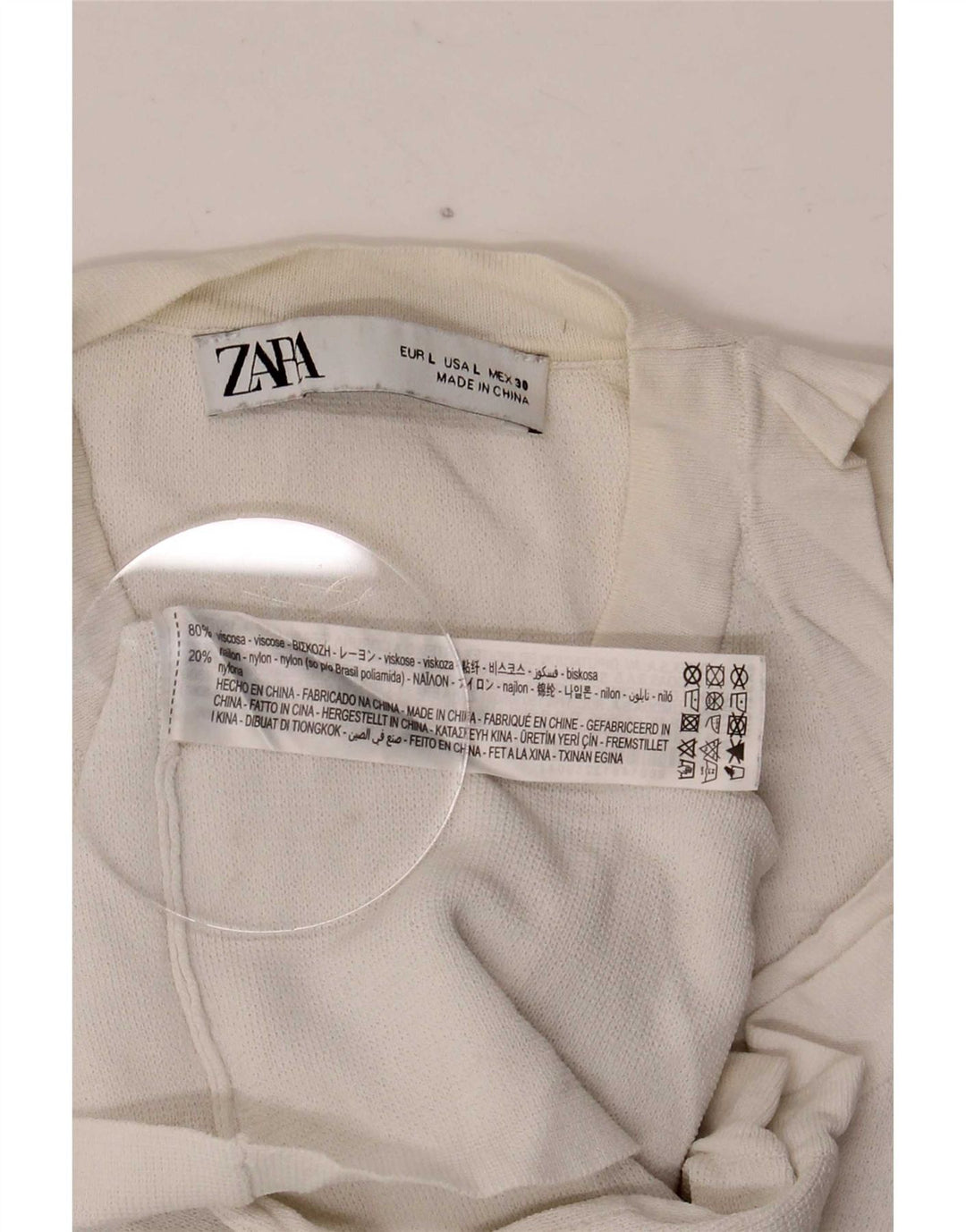 Zara Mujer Chaleco Top UK 44 Large Viscosa Blanca