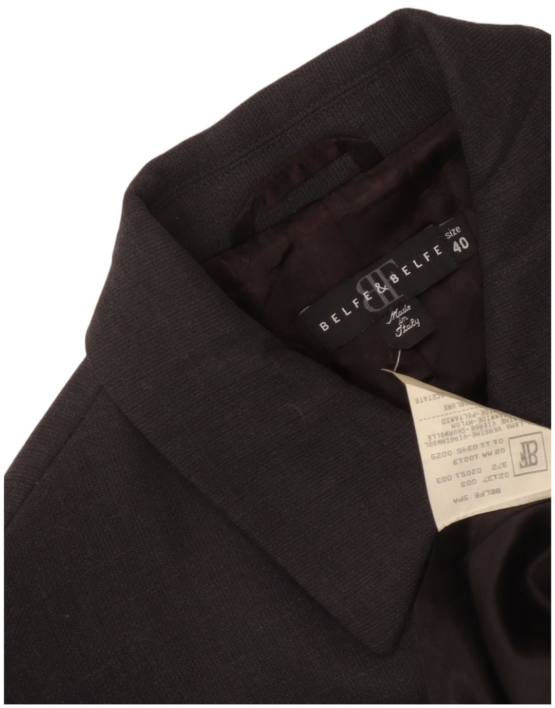 Belfe & Belfe Chaqueta Blazer De 4 Botones Para Mujer IT 40 Small Black Virgin Wool