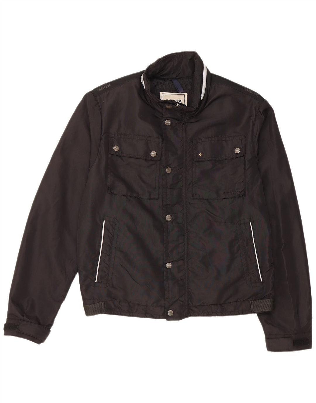 Geox - Chaqueta utilitaria con capucha para hombre, talla 40, talla grande, poliamida negra