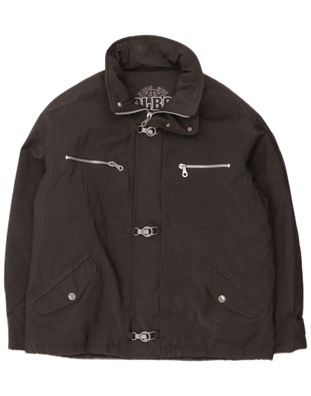 Polbot Chaqueta cortavientos con capucha para hombre UK 44 2XL Polivinilo negro