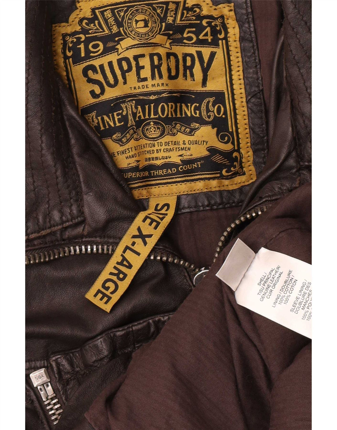 Superdry Chaqueta de cuero militar para hombre ES 42 XL Marrón