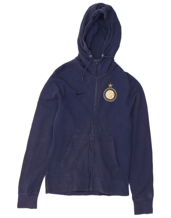 Nike Inter Milan Zip Sudadera con capucha para hombre, talla pequeña, algodón azul marino
