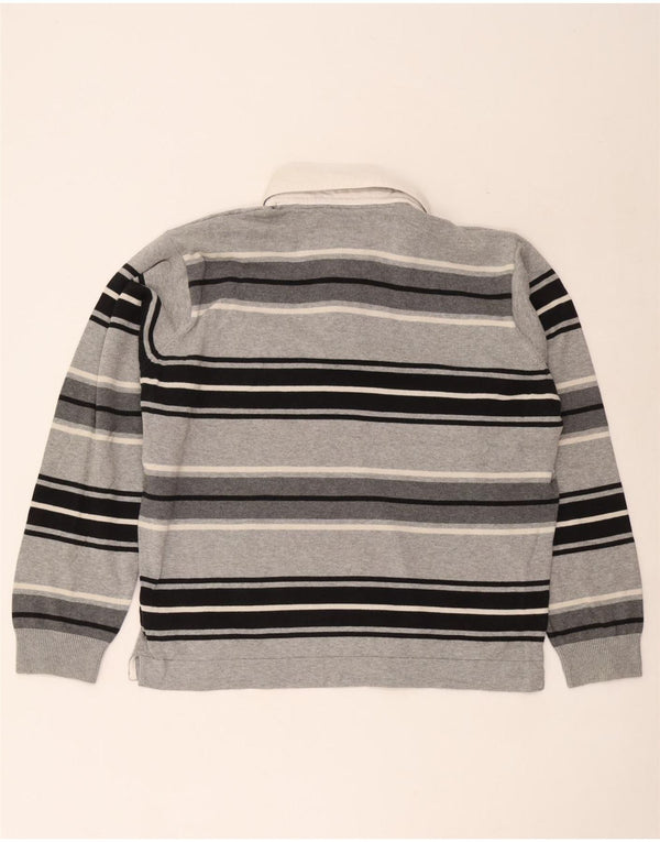 Marks & Spencer Polo de rugby azul Harbour para hombre, talla grande, gris a rayas