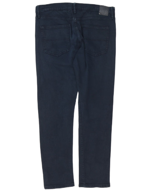 Marks & Spencer Pantalones informales ajustados para hombre W32 L31 Algodón azul marino