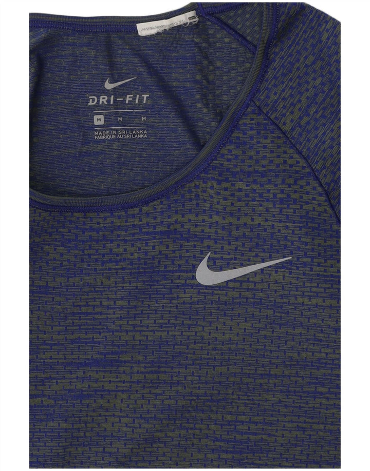 Nike Dri Fit Top manga larga para mujer UK 42 azul medio rayas