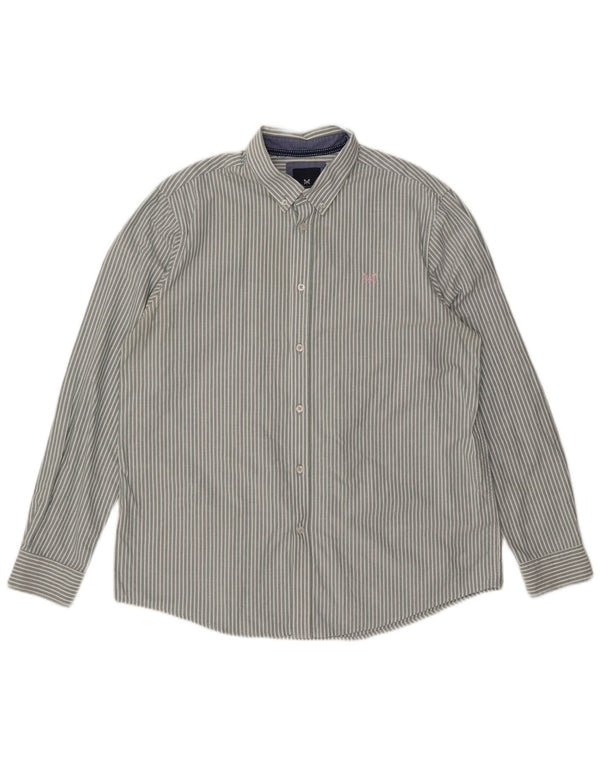 Crew Clothing Camisa de corte clásico para hombre Algodón a rayas verde grande