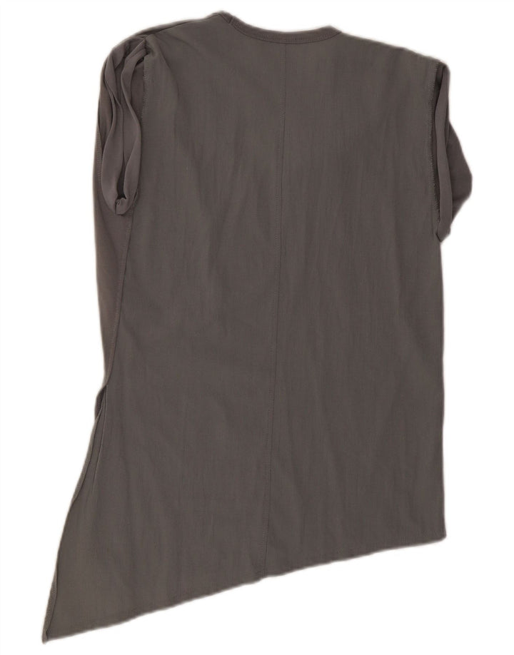 Zara Mujer Blusa Asimétrica Top UK 10 Small Gris Viscosa