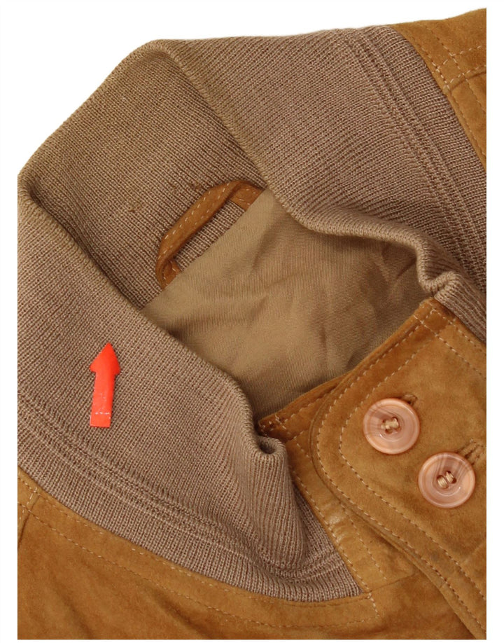 Vintage hombres ante bomber chaqueta Reino Unido 42 XL cuero beige
