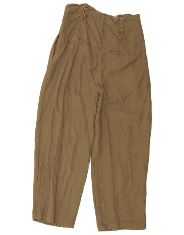 Zara Mujer Pantalón Harem Mediano W28 L22 Caqui Lyocell
