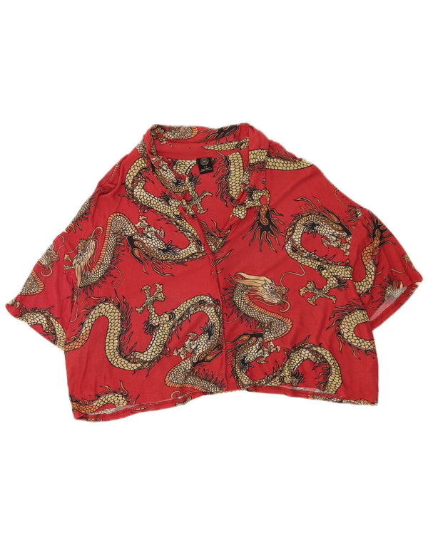 Urban Outfitters Blusa corta con estampado abstracto para mujer, talla 46, color rojo